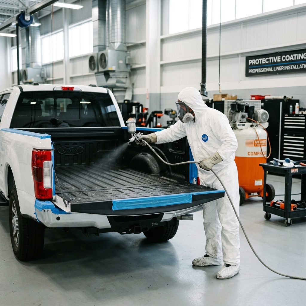 Professional truck spray liner installation